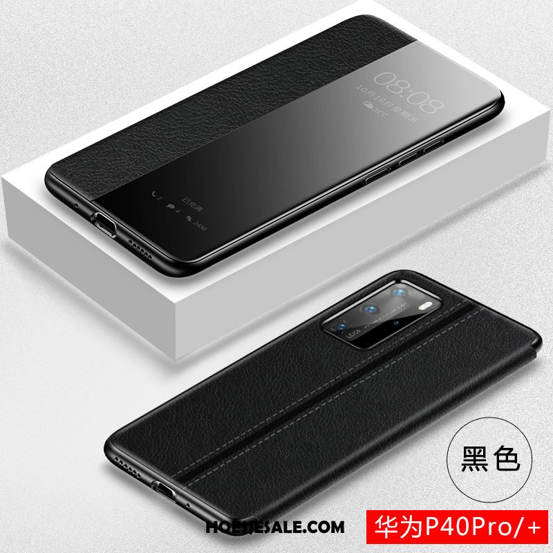 Huawei P40 Pro Hoesje Rood Leren Etui Mobiele Telefoon Clamshell Persoonlijk Korting