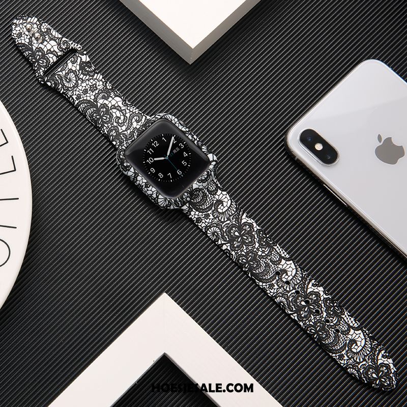 Apple Watch Series 3 Hoesje Bedrukken Siliconen Trendy Merk Bescherming Wit Winkel