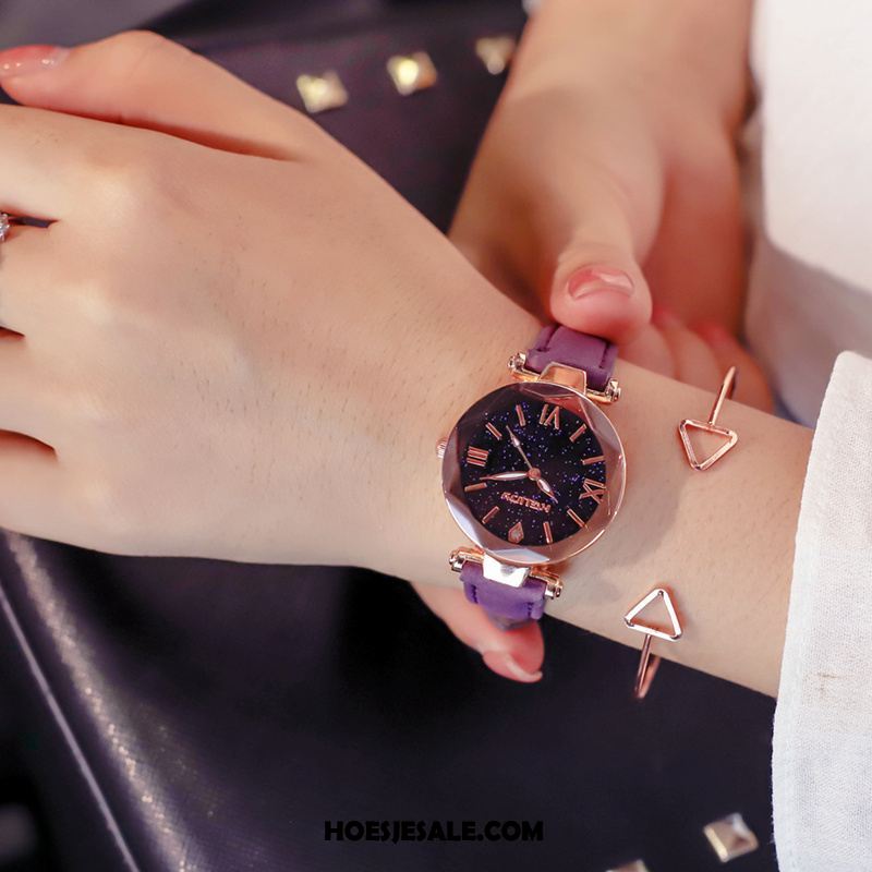 Horloges Dames Trend Vrouwen Super Eenvoudig Purper Goedkoop