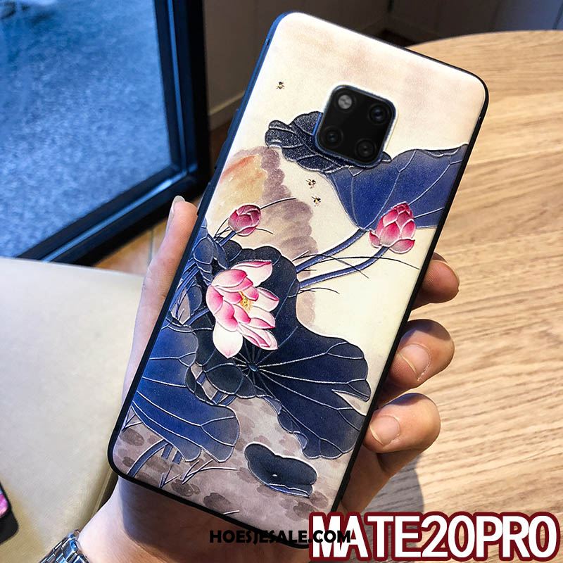 Huawei Mate 20 Pro Hoesje Anti-fall Siliconen Ring Reliëf Hoes Goedkoop