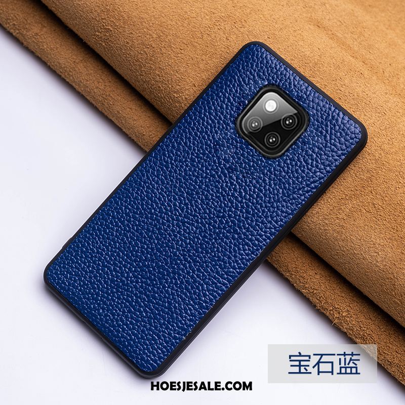 Huawei Mate 20 Pro Hoesje Blauw Echt Leer All Inclusive Trendy Merk Persoonlijk Korting