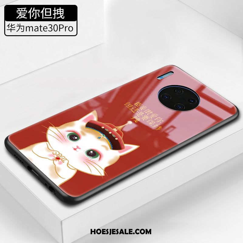 Huawei Mate 30 Pro Hoesje Glas Trendy Merk Mooie Original Rood Aanbiedingen