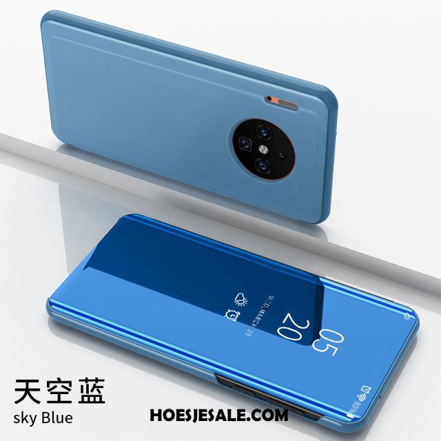 Huawei Mate 30 Pro Hoesje Hoes Scheppend Leren Etui Bescherming Blauw Aanbiedingen