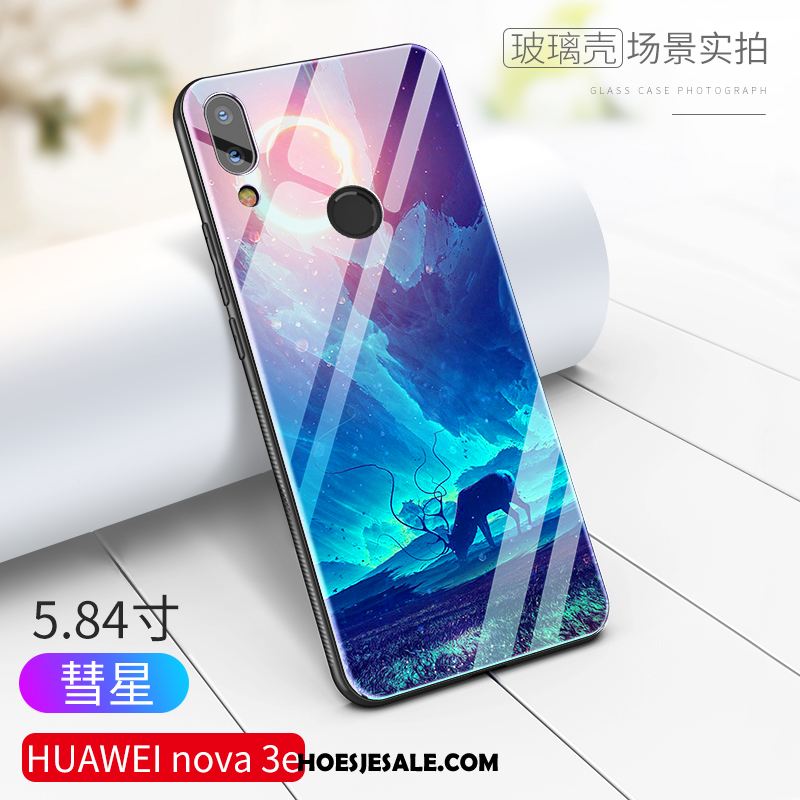 Huawei Nova 3e Hoesje Anti-fall Mobiele Telefoon High End Glas Net Red Kopen