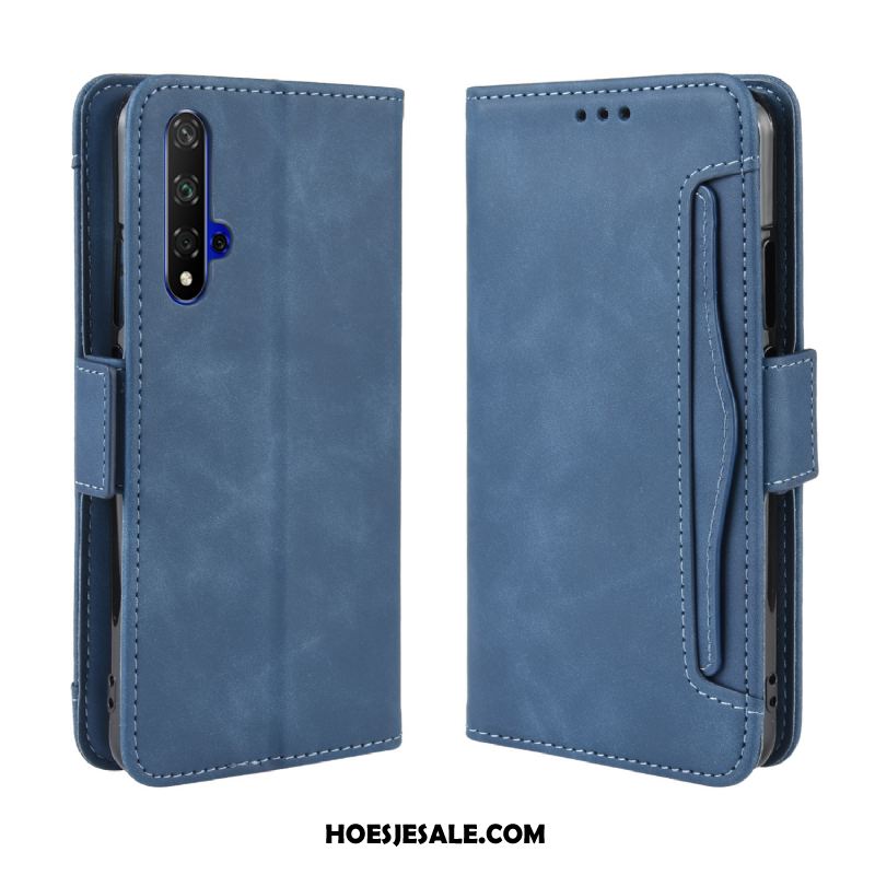Huawei Nova 5t Hoesje Leer Mobiele Telefoon Bescherming Donkerblauw Folio Sale