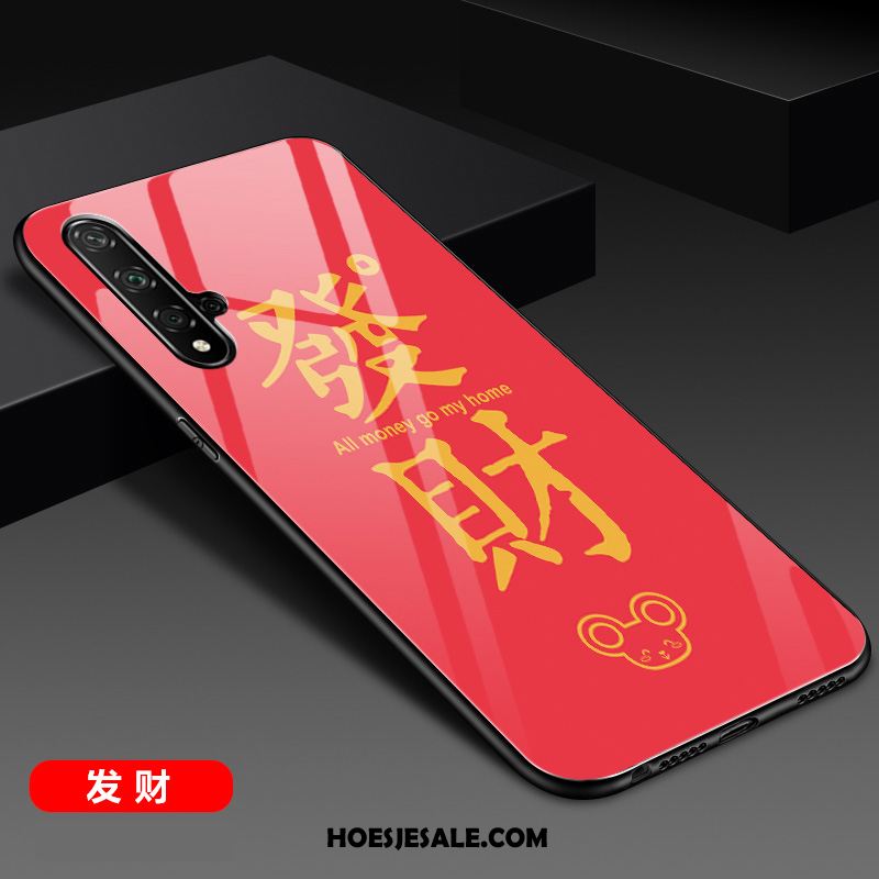 Huawei Nova 5t Hoesje Siliconen Glas Rood Spiegel Nieuw Online