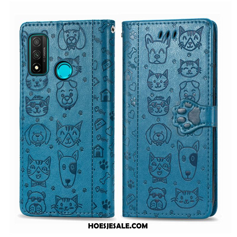 Huawei P Smart 2020 Hoesje Mobiele Telefoon Blauw Hond Hoes Kunstleer Sale