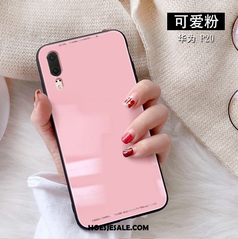 Huawei P20 Hoesje Mobiele Telefoon Roze Glas Wit Sale