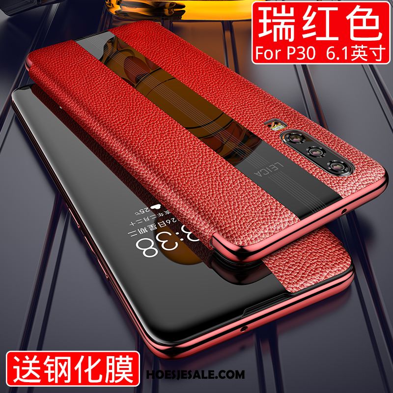 Huawei P30 Hoesje Mobiele Telefoon Leren Etui High End Hoes Glas Korting