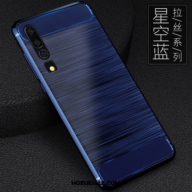 Huawei P30 Hoesje Siliconen All Inclusive Anti-fall Trendy Merk Blauw Kopen