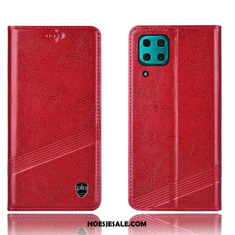 Huawei P40 Lite Hoesje Rood Anti-fall Bescherming Folio Hoes Goedkoop