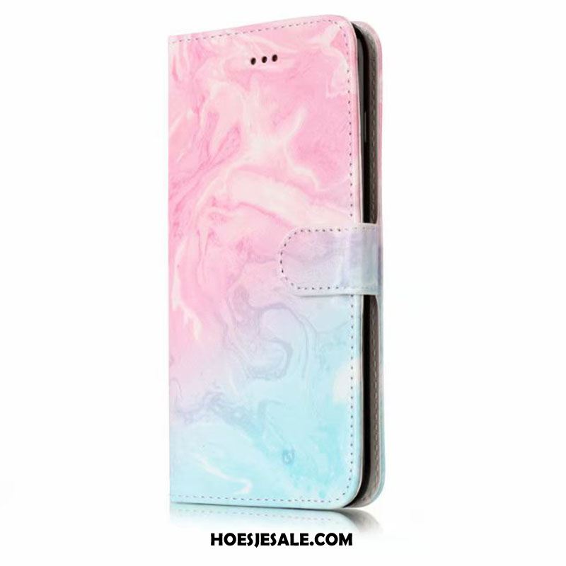 Huawei P9 Lite Hoesje Mobiele Telefoon Leren Etui Patroon Denim Folio Goedkoop
