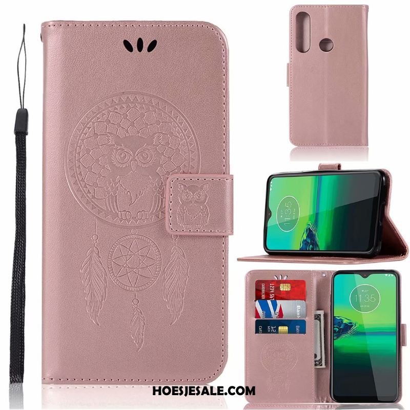 Moto G8 Plus Hoesje Mobiele Telefoon Kaart Bescherming Roze Patroon Goedkoop
