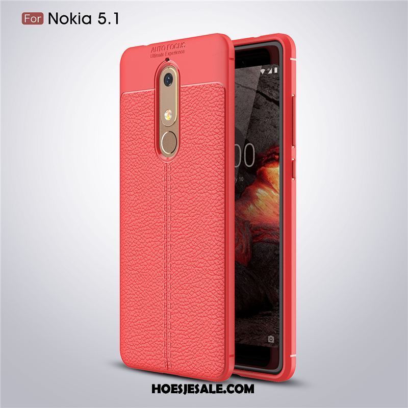 Nokia 5.1 Hoesje Rood Zacht Mobiele Telefoon Patroon All Inclusive Goedkoop