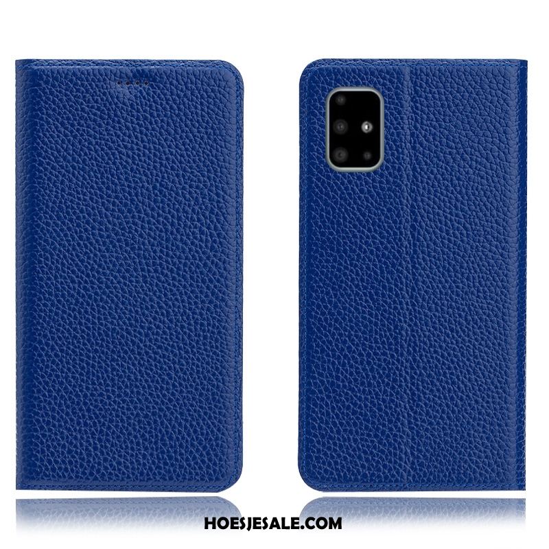 Samsung Galaxy A51 Hoesje Anti-fall Bescherming Patroon Leren Etui Blauw Kopen