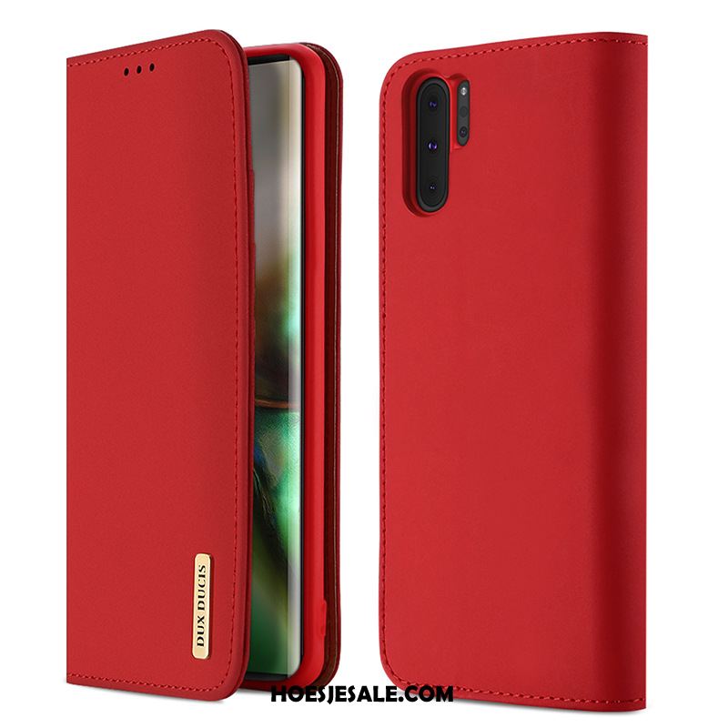 Samsung Galaxy Note 10+ Hoesje Leren Etui Rood Ster Mobiele Telefoon Korting