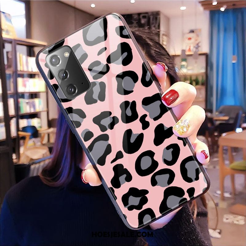 Samsung Galaxy Note20 Hoesje Mobiele Telefoon Luipaard Glas Ster Roze Kopen