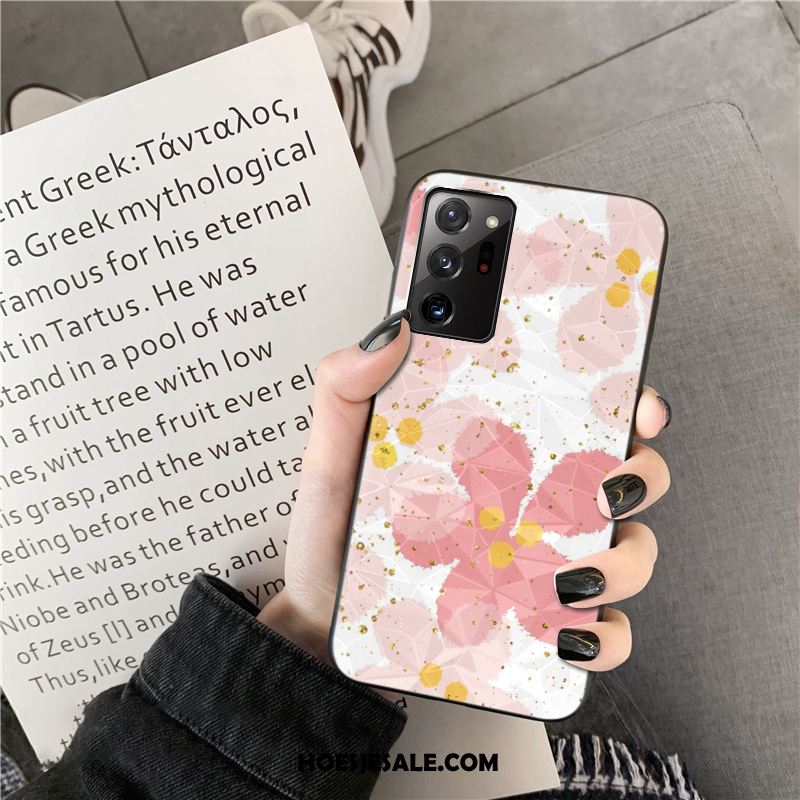 Samsung Galaxy Note20 Ultra Hoesje Anti-fall Roze Mobiele Telefoon Bloemen Patroon Goedkoop
