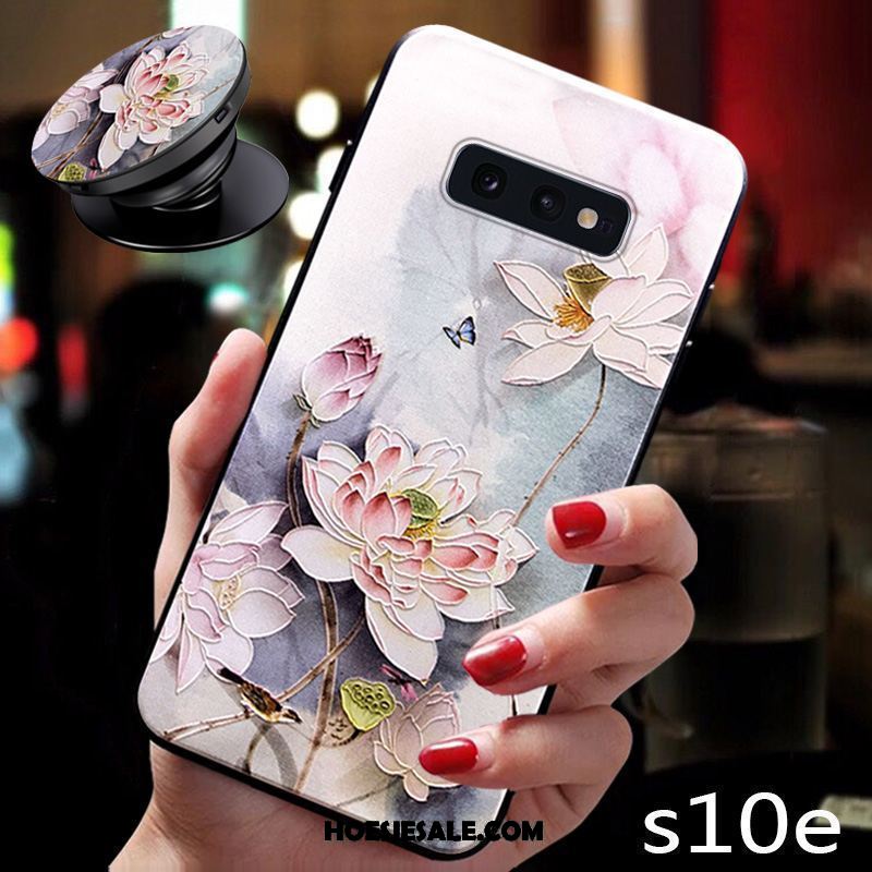 Samsung Galaxy S10e Hoesje Anti-fall Zacht Roze Bloemen Mobiele Telefoon Sale