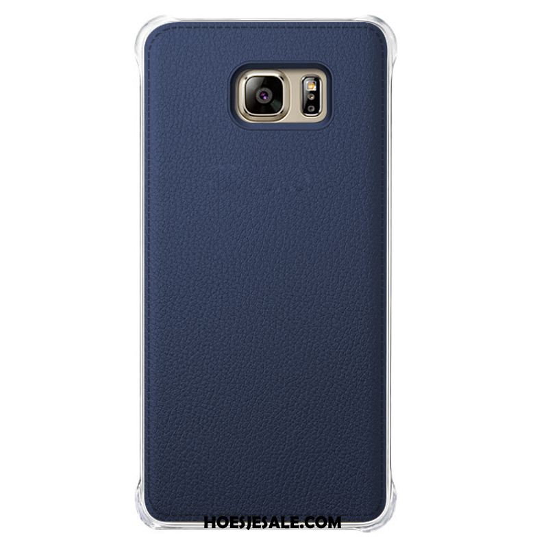 Samsung Galaxy S7 Edge Hoesje Leren Etui Mobiele Telefoon Donkerblauw Hoes Bescherming Sale