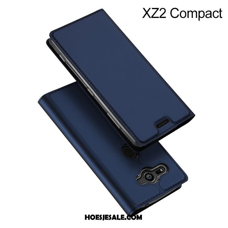 Sony Xperia Xz2 Compact Hoesje Donkerblauw Folio Hemming Bedrijf Anti-fall Korting