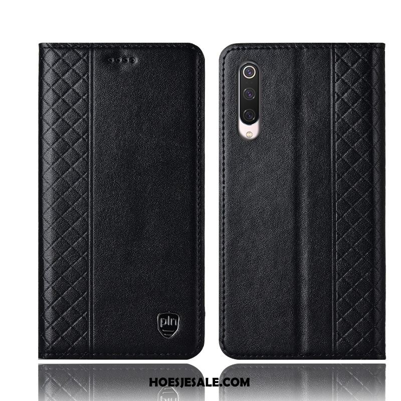 Xiaomi Mi 9 Lite Hoesje Bescherming Echt Leer Folio Mobiele Telefoon Zwart Sale