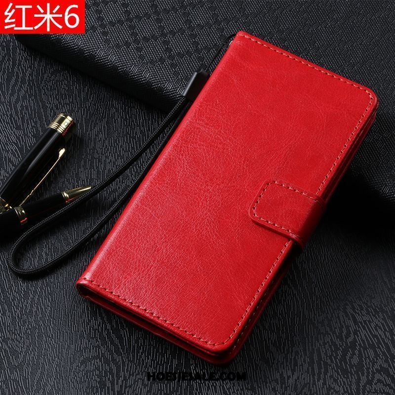Xiaomi Redmi 6 Hoesje Rood Folio Mobiele Telefoon Leren Etui Hoes Goedkoop