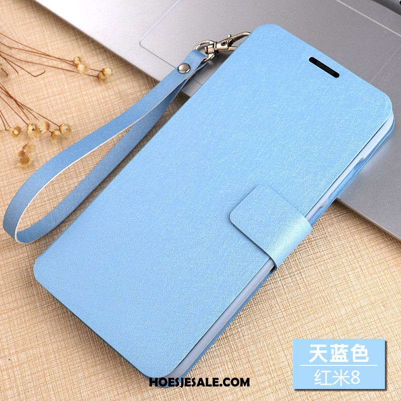 Xiaomi Redmi 8 Hoesje Hanger Anti-fall Leren Etui Bescherming Blauw Sale