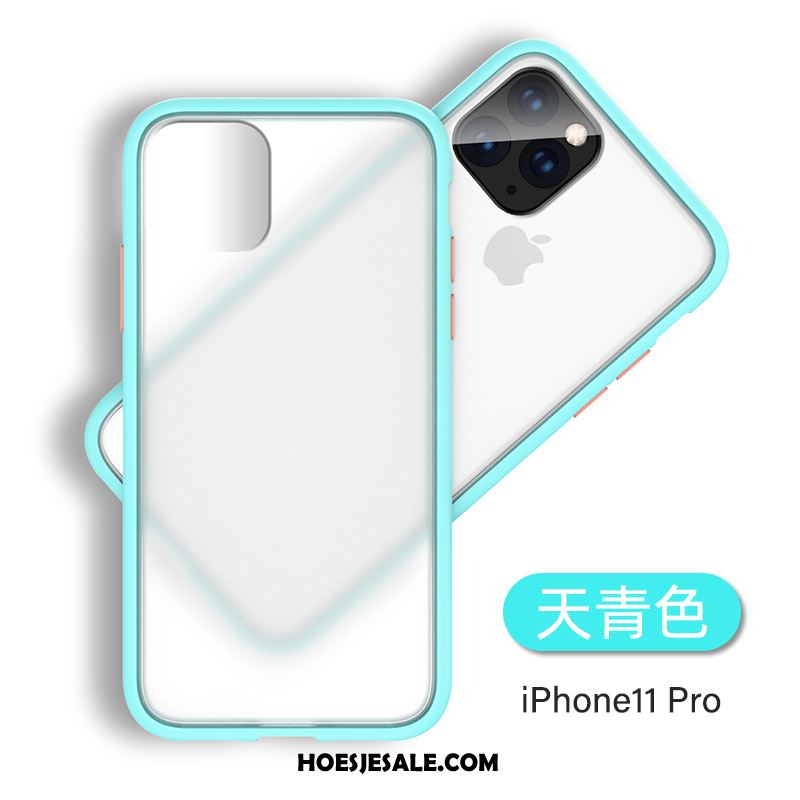 iPhone 11 Pro Hoesje Dun Siliconen Blauw Schrobben Trendy Merk Korting