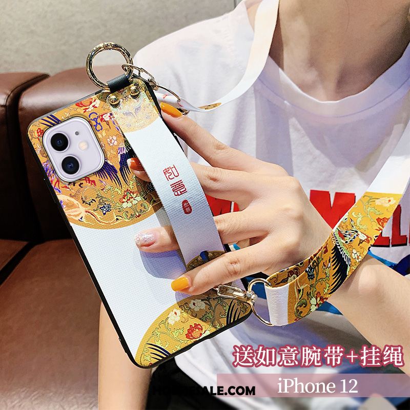 iPhone 12 Hoesje Lovers Geel Opknoping Nek Chinese Stijl Hoes Sale