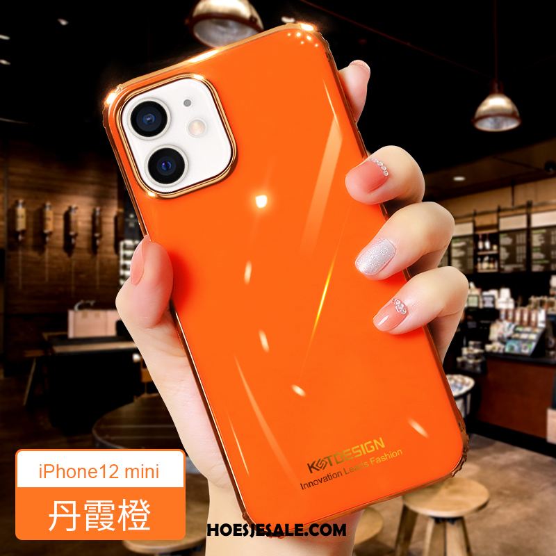 iPhone 12 Mini Hoesje Bescherming Oranje Hoes Siliconen Anti-fall Sale