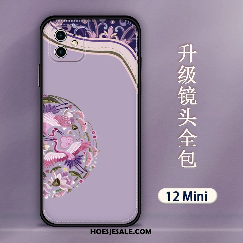 iPhone 12 Mini Hoesje Persoonlijk Borduurwerk Hanger Reliëf Chinese Stijl Kopen