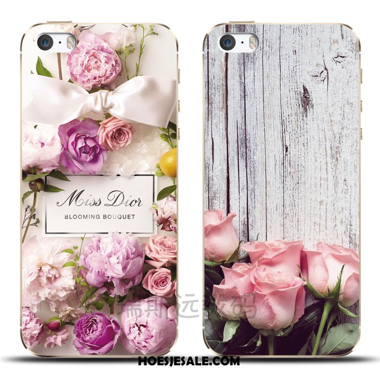 iPhone 5c Hoesje Lovers Roze Bloemen Hemming Mobiele Telefoon