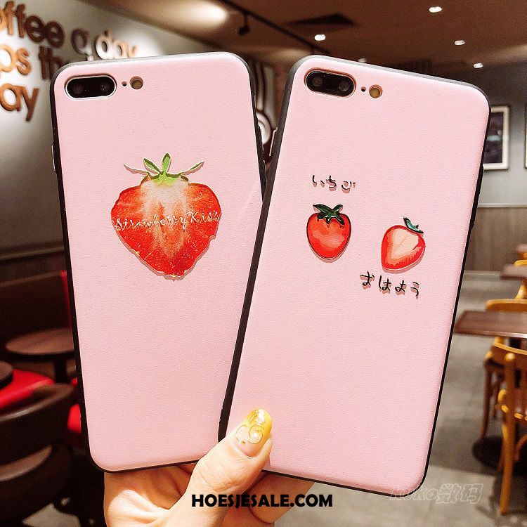 iPhone 8 Plus Hoesje Reliëf Roze All Inclusive Mini Aardbei Kopen