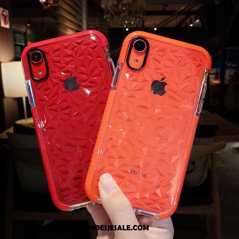 iPhone Xr Hoesje Nieuw Doorzichtig Anti-fall Net Red Oranje Aanbiedingen