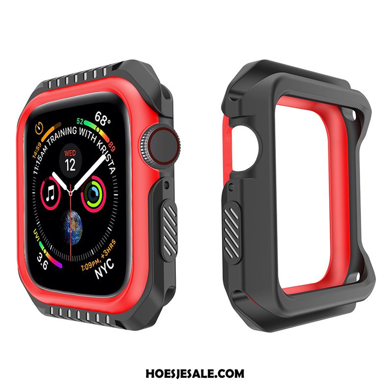 Apple Watch Series 4 Hoesje Twee Kleuren Omlijsting Sport Rood Siliconen Sale