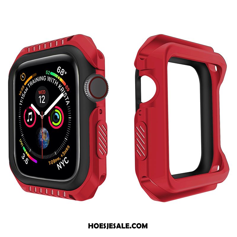Apple Watch Series 4 Hoesje Twee Kleuren Omlijsting Sport Rood Siliconen Sale