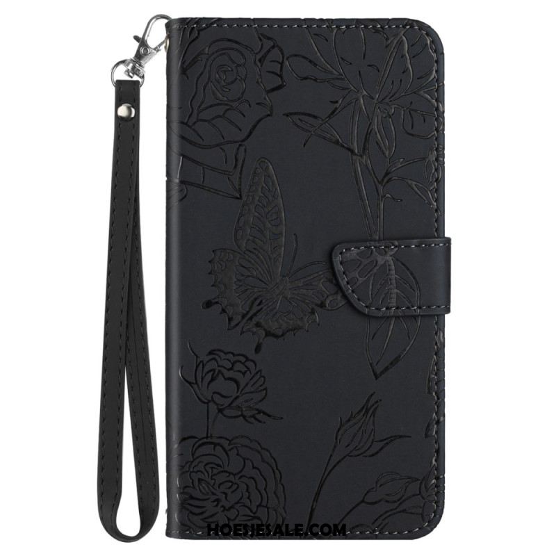 Bescherming Hoesje Oppo Reno 11f 5g Vlinderpatroon Met Riempje