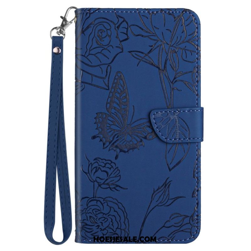 Bescherming Hoesje Oppo Reno 11f 5g Vlinderpatroon Met Riempje