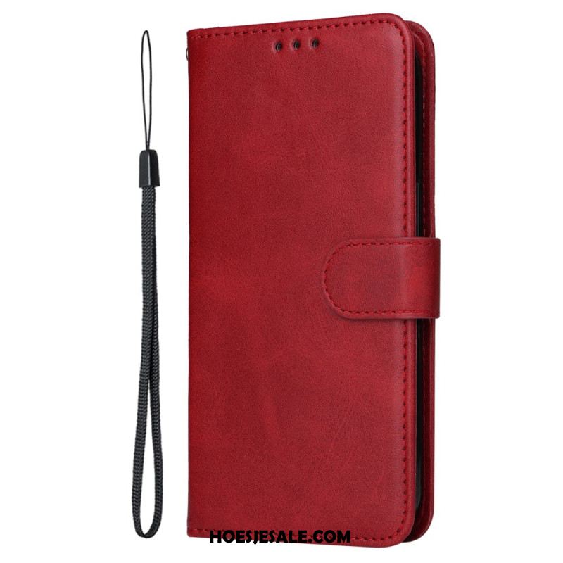 Bescherming Hoesje Oppo Reno 13 5g Effen Leerlook Met Bandje