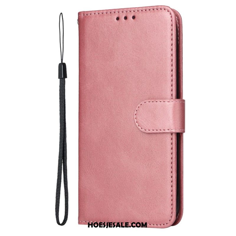 Bescherming Hoesje Oppo Reno 13 5g Effen Leerlook Met Bandje