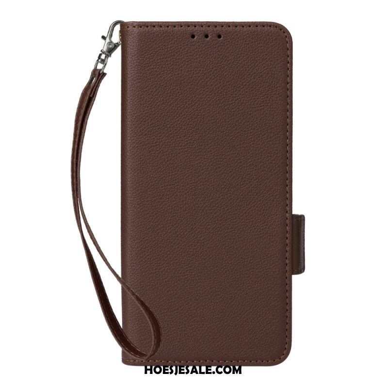 Bescherming Hoesje Oppo Reno 13 5g Lychee Kunstleren Bandje