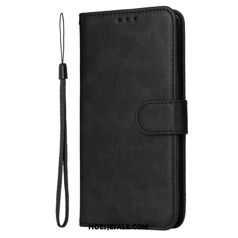 Bescherming Hoesje Oppo Reno 13f 4g / 5g / 13 Fs 5g Effen Kunstleer Met Bandje