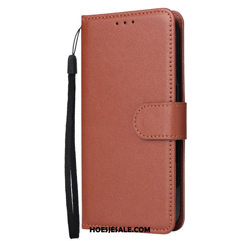 Bescherming Hoesje Oppo Reno 14 5g Effen Leerlook Met Bandje