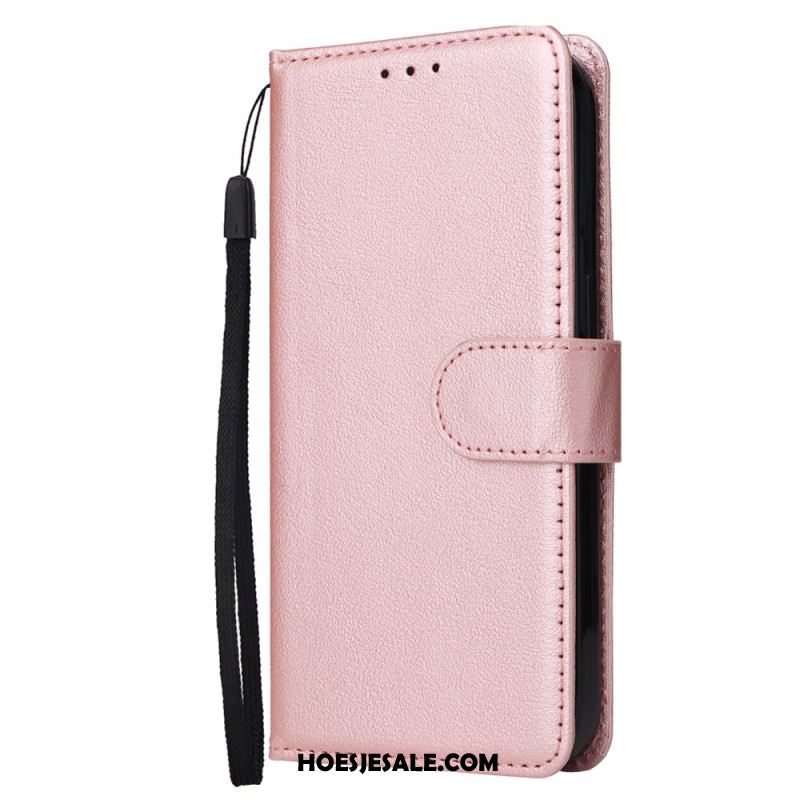 Bescherming Hoesje Oppo Reno 14 5g Effen Leerlook Met Bandje