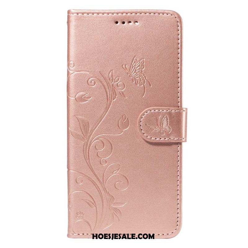 Bescherming Hoesje Samsung Galaxy A15 5g Abrikozenbloemen Met Riempje