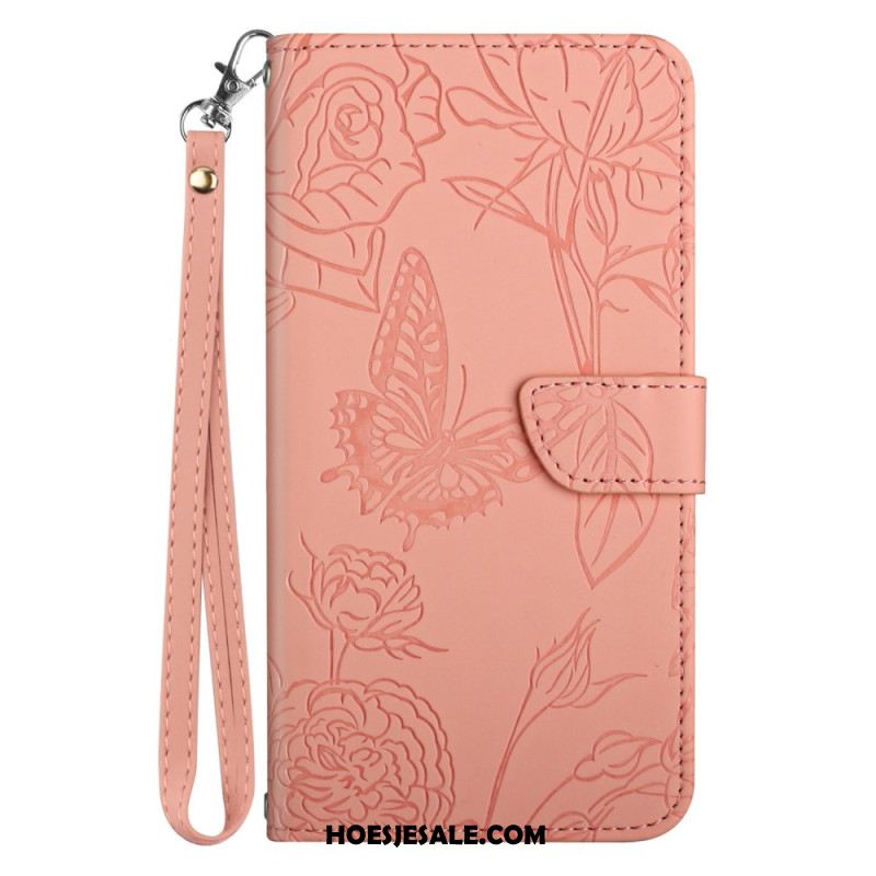 Bescherming Hoesje Samsung Galaxy S25 5g Edge Vlinderprint Met Bandje