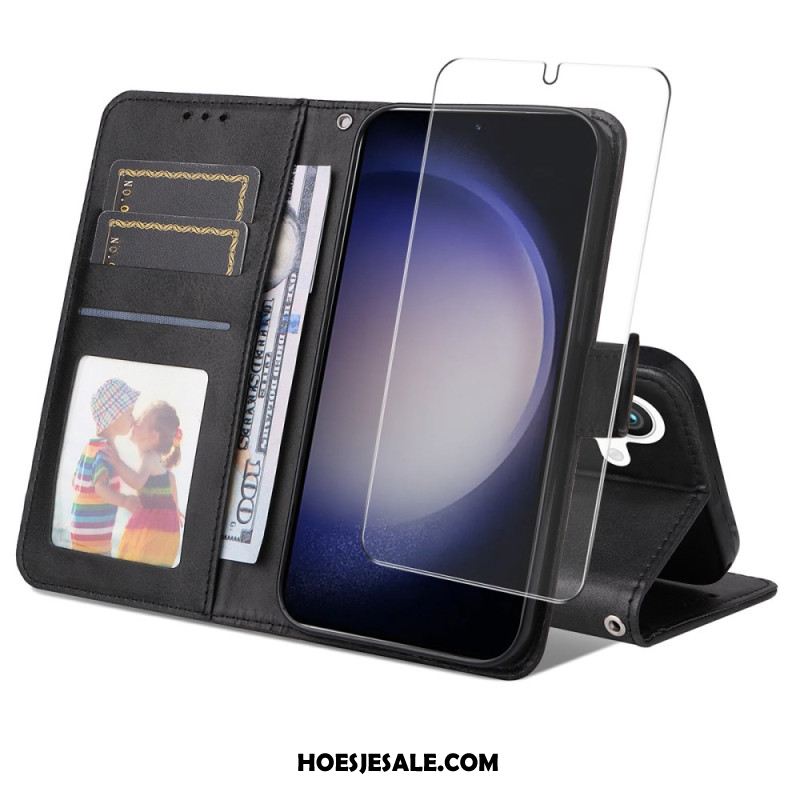 Bescherming Hoesje Samsung Galaxy S25 5g Enkay Screenprotector Van Imitatieleer Met Gehard Glas