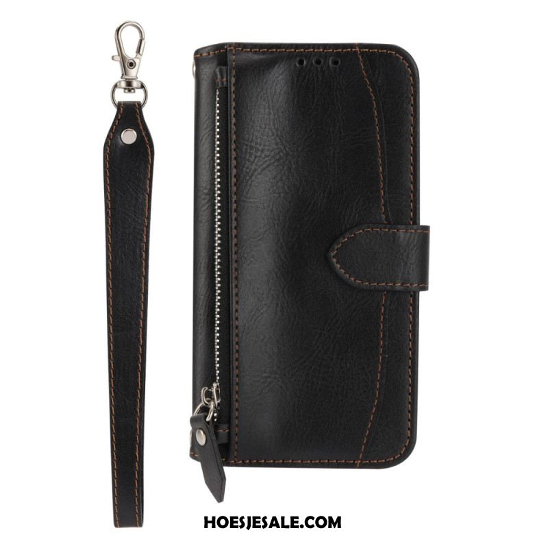 Bescherming Hoesje Samsung Galaxy S25 Plus 5g Vak Met Rits En Schouderbandje