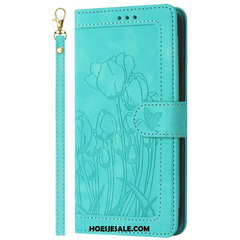 Bescherming Hoesje Samsung Galaxy S25 Ultra 5g Bloemenprint Met Leerlook